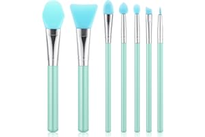 QFWDFCTRENZ 7PCS Silicone Brush Applicator Kit, Resin Brush Applicator UV Resin Brushes Applicators Jelly Brushes Applicators for Cream Makeup Products and Epoxy Art Crafting, Green