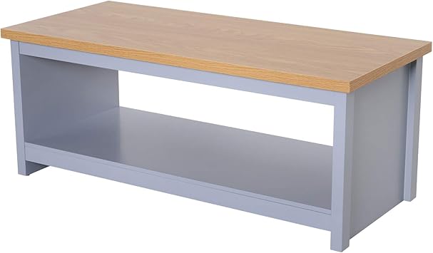 Amazon Com Homcom Rustic Style Coffee Table With An Underneath