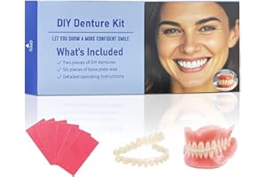 NRMRQZ Dentures DIY Kit: Full Set Top & Bottom Fake Teeth for at-Home Smile Enhancement - Easy & Universal Fit-YY01