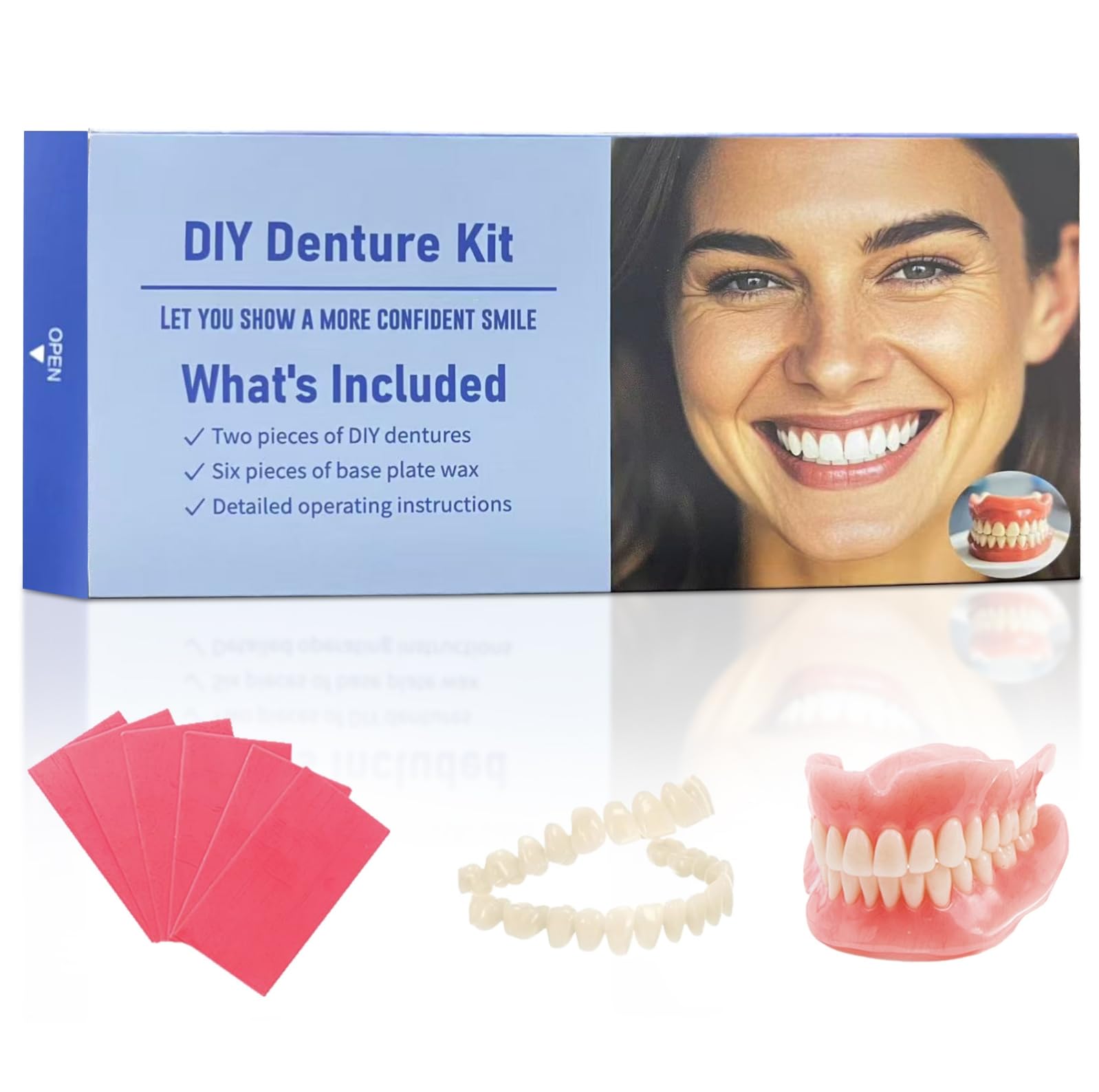 Photo 1 of Dentures DIY Kit: Full Set Top & Bottom Fake Teeth for at-Home Smile Enhancement - Easy & Universal Fit-YY01
