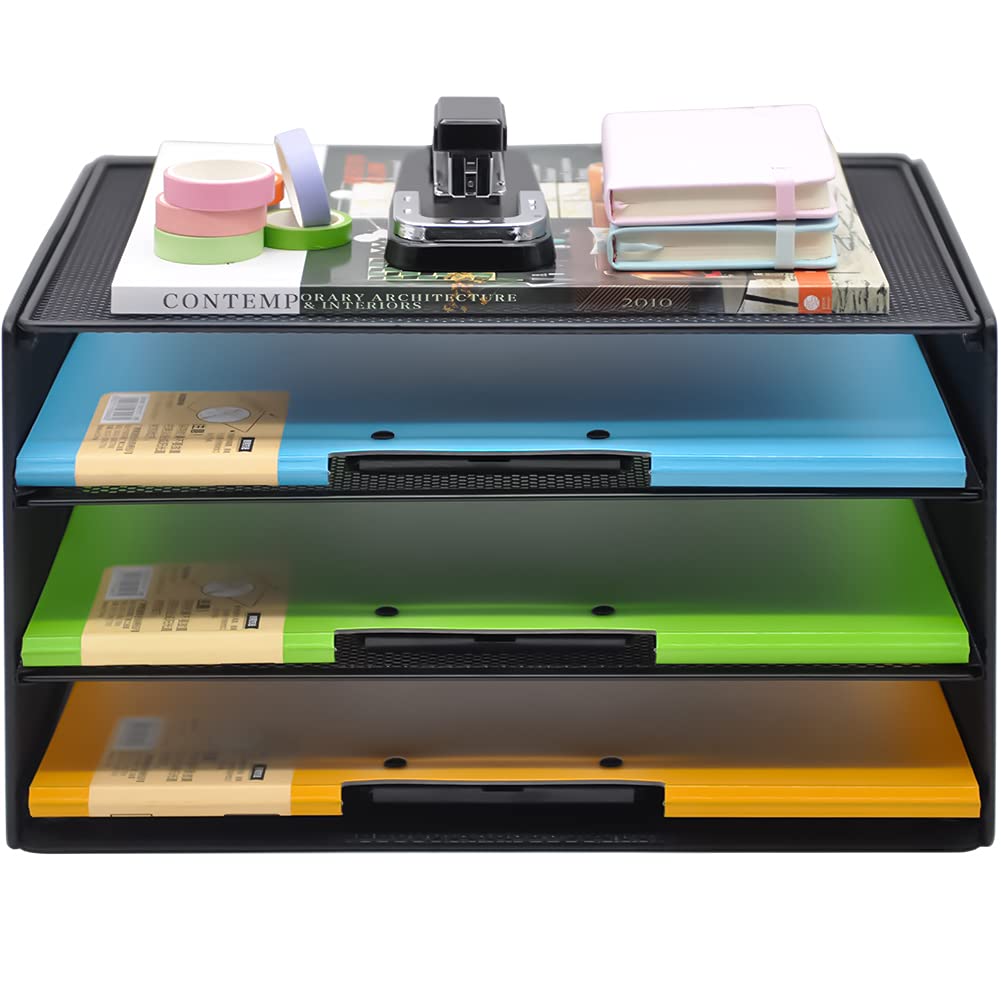 Mua 3 Tier Mesh Desk Paper Tray Organizer, File Organization for Letter ...