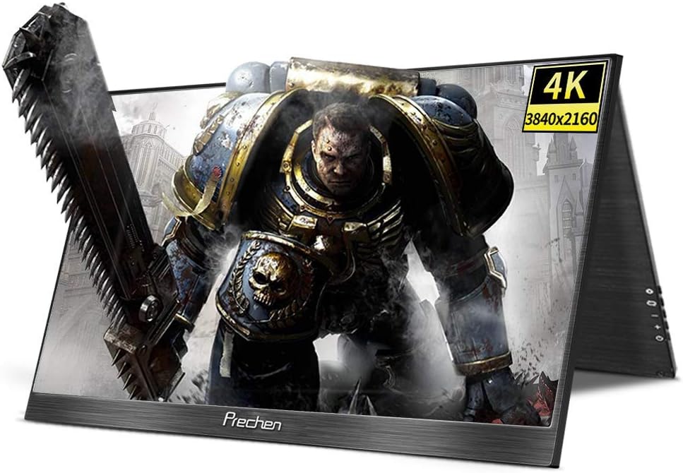 4K Portable Monitor 15.6 Inch FHD 3840 x 2160 Type-c HDMI Monitor Ultra-Thin IPS LCD Monitor Built-in Speaker, for Raspberry Pi PS3 / PS4 / Xbox 360 Computer PC, Prechen