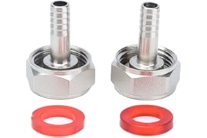 Buachois 2PCS Keg Coupler Barb Connector,Stainless Steel 304 Beer Kegerator Sankey Couplers,Hex Nut 5/8"G Thread x 1/4" Barb 