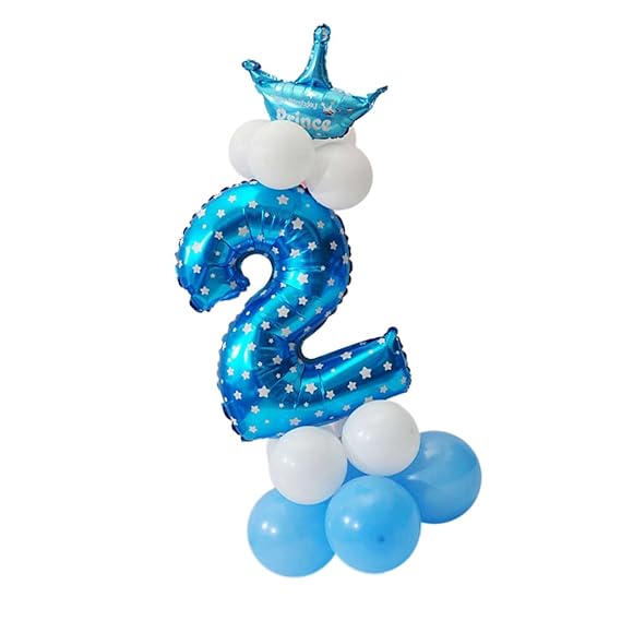 MagiDeal Folienballon Zahlenballon Latexballon Blau Riesenzahl Luftballon Baby Dusche Party Kindergeburtstag Deko - Nummer 2