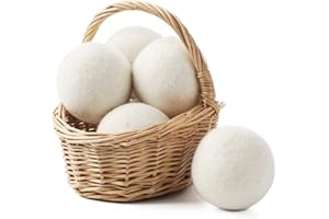 SUPA MODERN Wool Dryer Balls Organic XL, Eco Dryer Balls Laundry 4 Pack Natural Fabric Softener, 100% New Zealand Wool, Chemical Free Wool Dryer Balls Laundry, Handmade Reusable Balls Reduce Wrinkles (4 White)