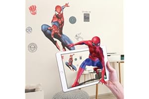 Wall Palz Marvel Spider-Man Peel and Stick Wall Decals - 30" Spider-Man Wall Decor with 3D Augmented Reality Interaction Marvel Decals for Wall