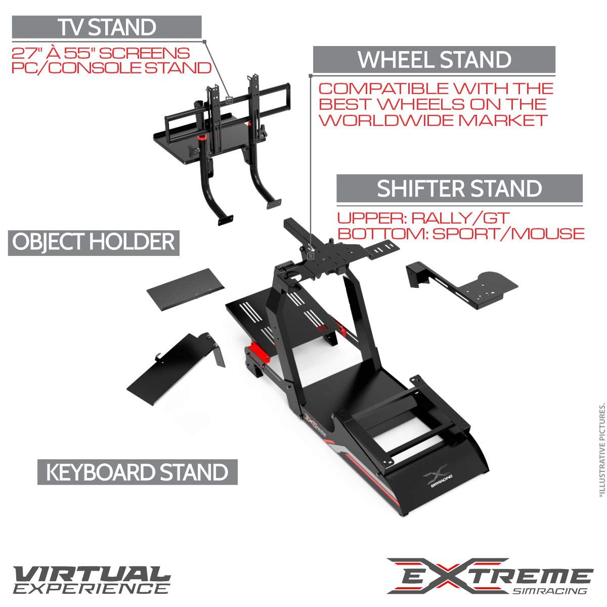 Extreme Simracing Cockpit CHASSI 3.0 Racing Simulator For Logitech G25, G27, G29, G920, G923, SIMAGIC,Thrustmaster And Fanatec - Heavy Dutty Construction - Complet With all Accessories - NOSEAT