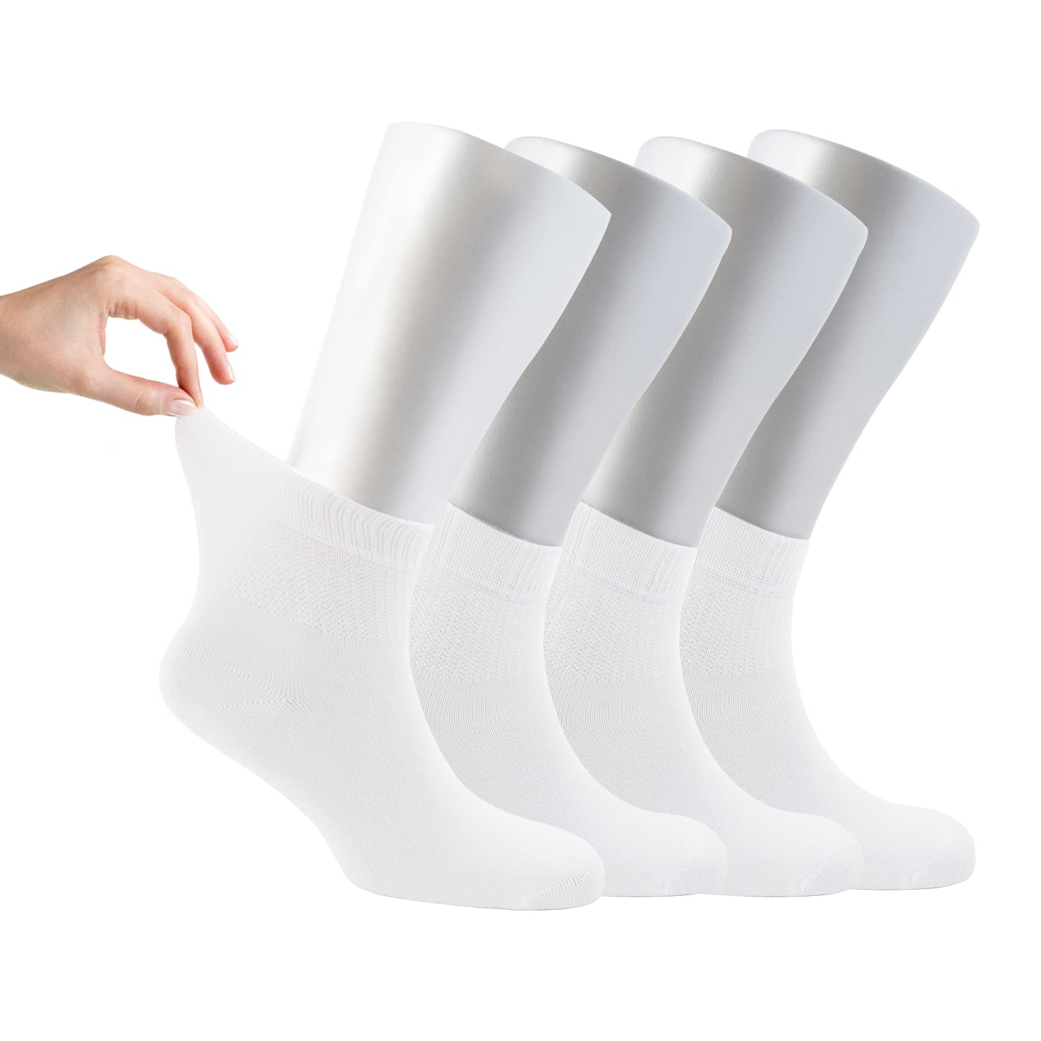 Cosyfeel® Women Loose Diabetic Socks | 4-Pack Neuropathy Ankle Socks for Ladies | Super Soft Eco-Friendly Bamboo Material | Durable with Seamless Toe | Multicolour Patterns | 4 Seasons