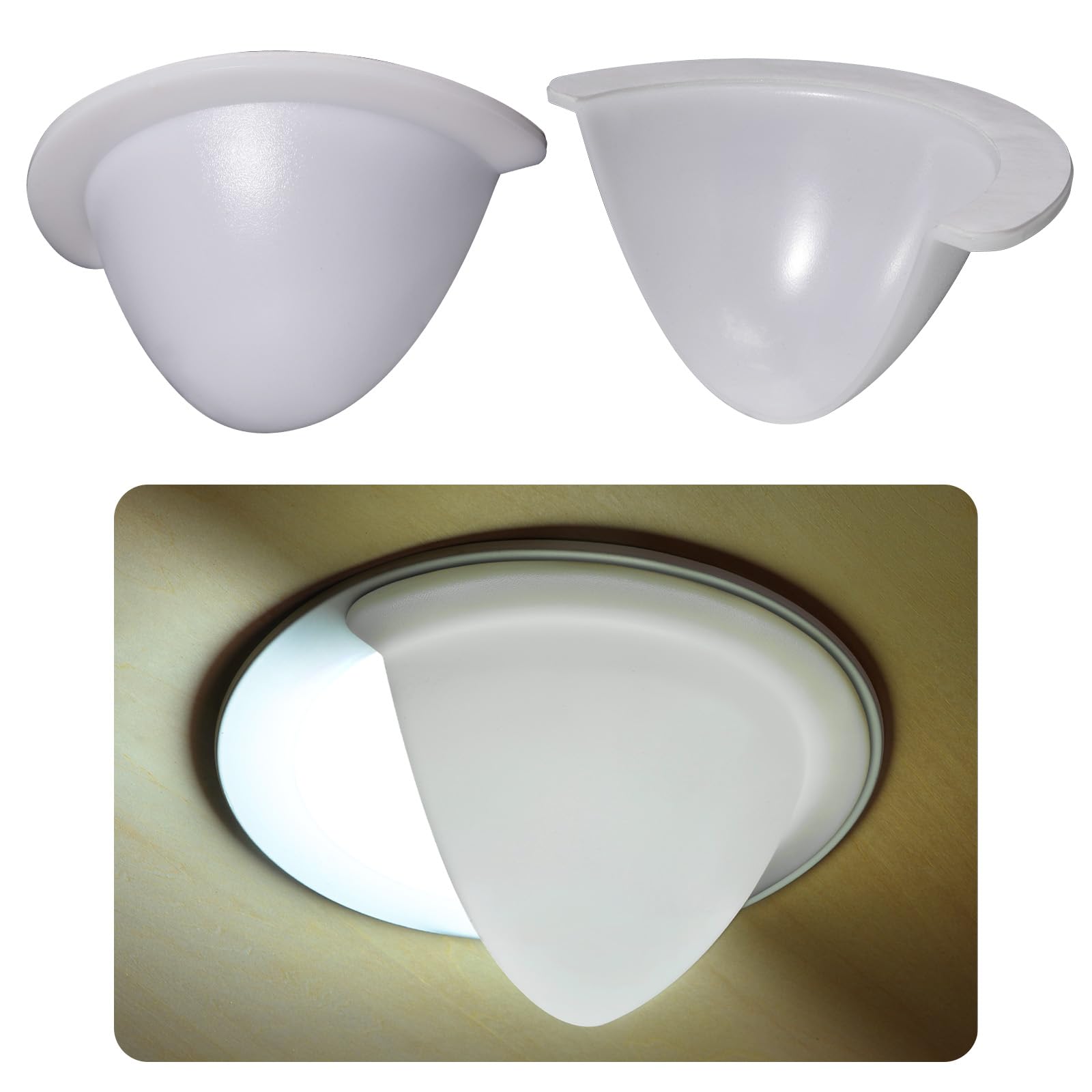 Photo 1 of 2 Pack 6 Inch Recessed Light Cover, Can Light Cover 40% Translucent Half Shade Stick-On with Super Strong Double-Sided Tape, Anti-Yellow Cream White Easy Install