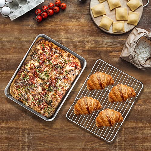 Baking Sheet with Rack 12.4 x 10 x 1 Inch, Zacfton Stainless Steel