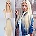 Udreamy Platinum White Blonde Heat Resistant Synthetic Lace Front Wigs for Women 24 Inch