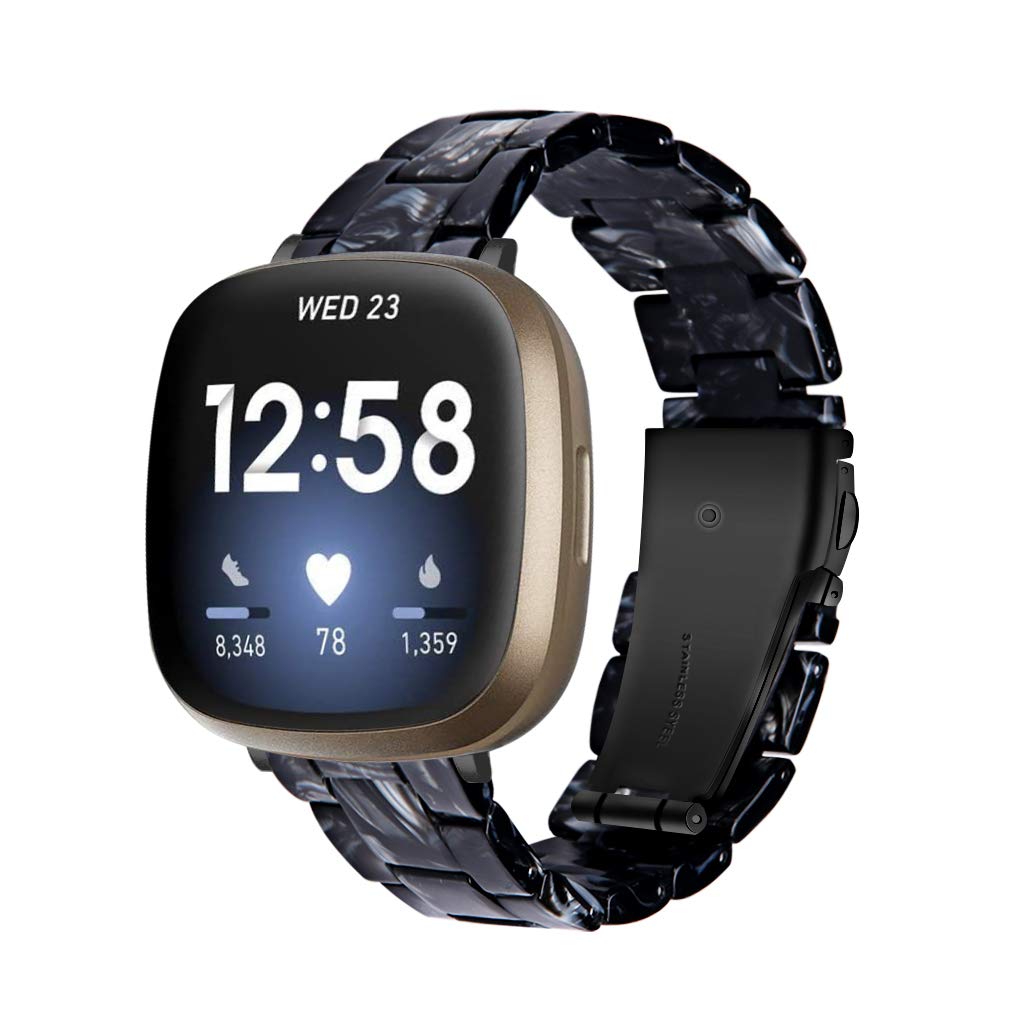 Chofit Straps Compatible with Fitbit Versa 4/Sense 2 Strap, Adjustable Resin Replacement Wristband Band Bracelet for Versa 4/Sense 2 (Black)