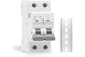 SEZBAIFLES 63 Amp Miniature Circuit Breaker AC 120V/240V, 2 Pole Solar Disconnect Switch, DIN Rail Mount Circuit Breaker, Thermal Magnetic Trip, RV Battery Isolator, PV System MCB, CE Certified C63