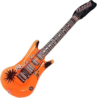 WS Accessories 55cm Inflatable Guitar Orange PVC Party Toy Pack of 1
