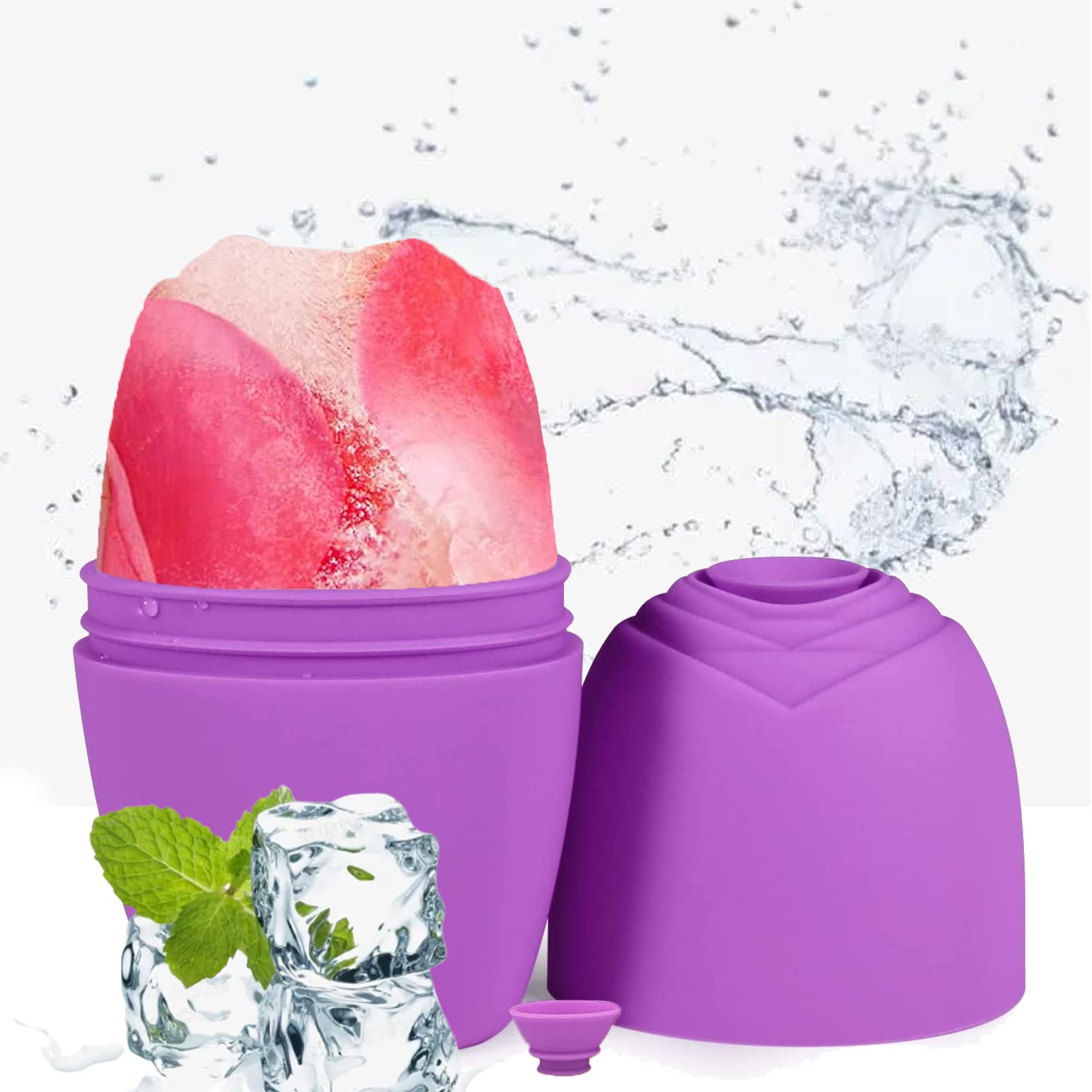 Small Cube Ice Roller For Face And Eye,Facial Ice Roller Massager,Face Icer,Facial Skin Care Tools for Eliminate Puffiness Tighten Skin Reduce Fine Lines Shrink Pores (Purple)