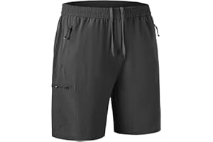 Rdruko Men's Quick Dry Hiking Shorts Lightweight Running Gym Outdoor Active Shorts with Zipper Pockets