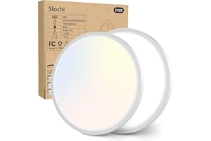 Slochi 2Pack 12Inch Flush Mount LED Ceiling Light Fixture White, 3000k/4000k/6500k 3 Color Selectable Ceiling Lamp, 24W 2800L