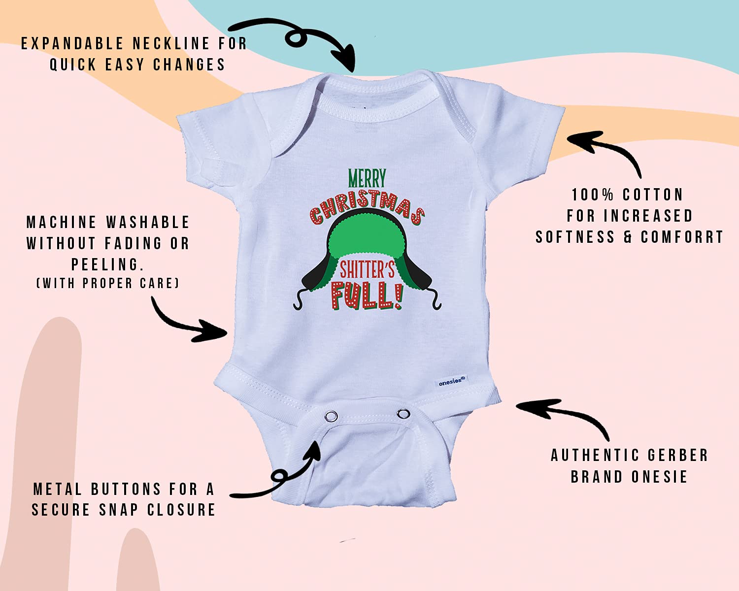 Ink Trendz Merry Christmas Shitter's Full Christmas Vacation Funny Griswald Cute Baby Onesie