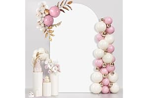JCJ 7.2FT Arch Backdrop Cover, White Wedding Round Top Chiara Arch Stand Cover Stretchy Backdrop with Zipper Spandex Fitted Arch Cover for Birthday Party Decoration