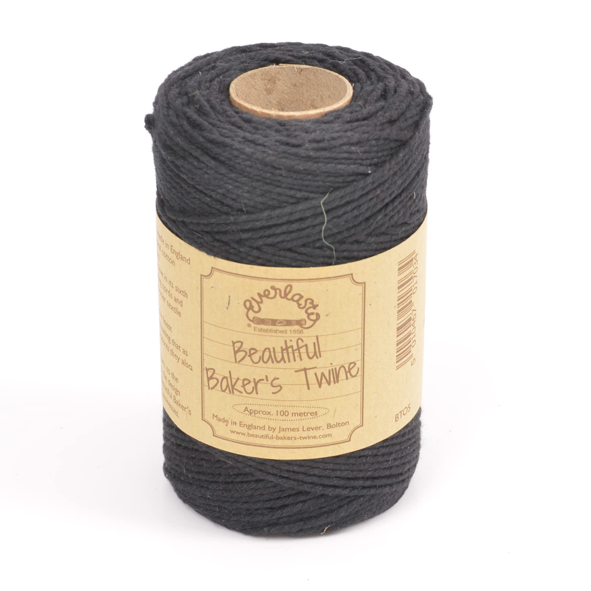 100m - Everlasto 'Solid' Beautiful Baker's Cotton Craft Twine (2mm approx) (BLACK)