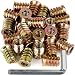 40Pcs Anwenk 1/4"-20 x 15mm Furniture Screw in Nut Threaded Wood Inserts Bolt Fastener Connector Hex Socket Drive for Wood Furniture Assortment (with Hex Spanner)
