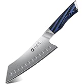 FINTISO 7 Inch Santoku Knife, Ultra Sharp Chef Knife with G10 Handle, High-End 5 Layers 10Cr15CoMoV Japanese Stainless Steel Kitchen Knife, Professional Cutting Knife for Vegetables and Meat