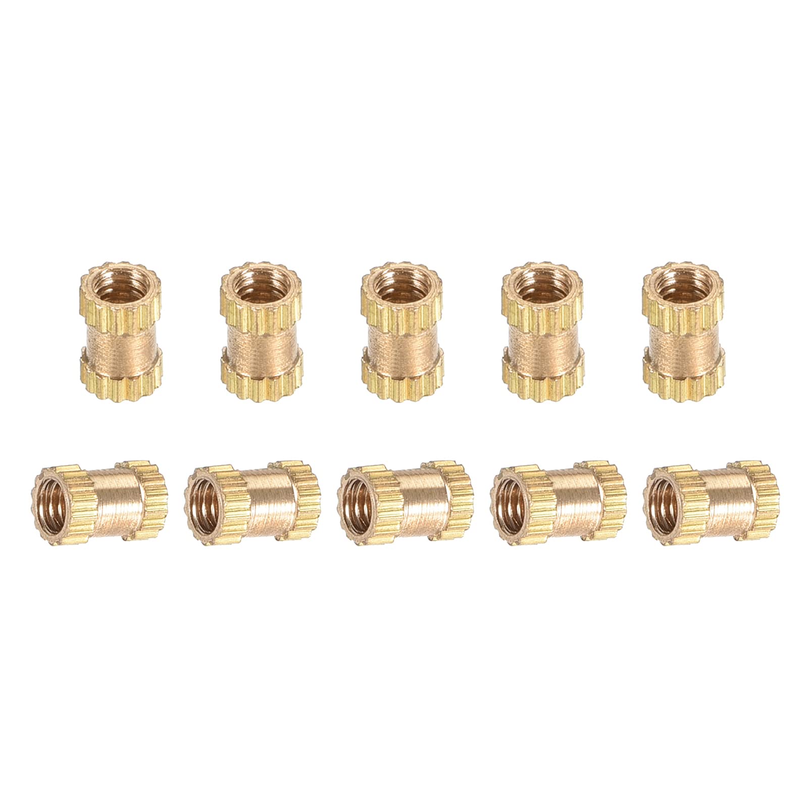 DTGN M2.5x5x3.5mm(IDxLxOD) Knurled Insert Nuts - 100 Pack - Good for Plastic Shells - Brass Female Thread Heat Set Inserts Embedment Nut