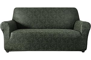 molasofa Loveseat Covers - Couch Cover for Leather Couches, Soft and Washable Loveseat Covers with Leather-Like Quality. Non-Pilling, Non-Slip 1-Piece Couch Cover for Pets and Kids (04 Olive Green)