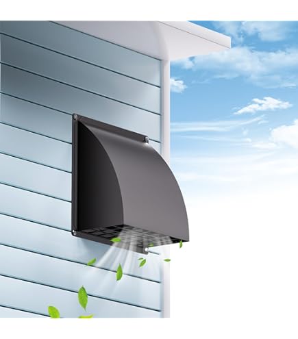 Vent Systems 6 Inch Black Exhaust Vent Cover – Louvered Dryer Duct Vent Hood, One-Directional Plastic Air Grille, Weather-Resistant UV Inhibitor