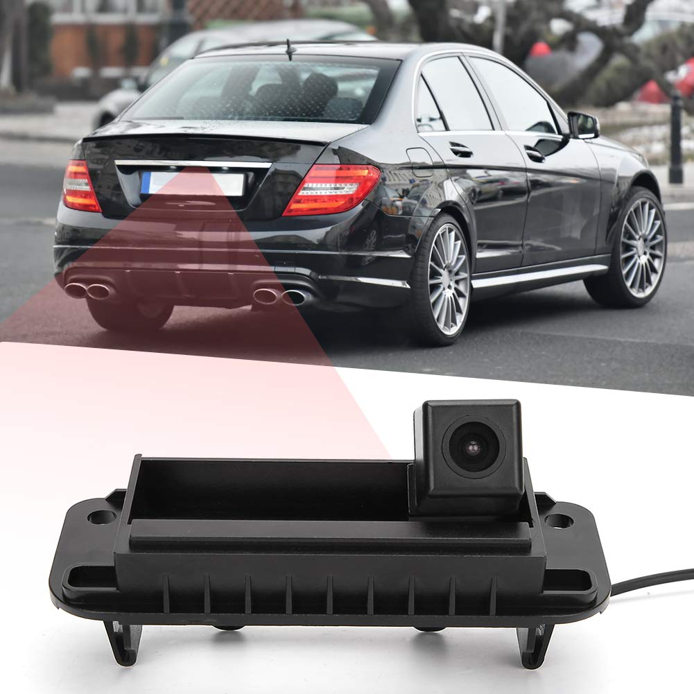 Rear View Reverse Camera for Car Trunk, Backup Parking Camera with Reverse Monitoring System Compatible with W204 W212 C200 C-Class E-Class Models - Waterproof License Plate Mount Reversing Camera