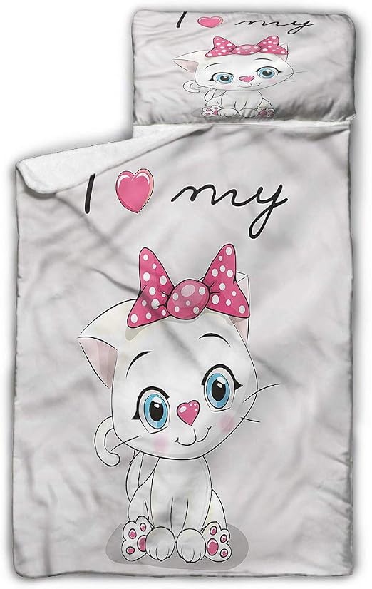 Amazon Com Kitten Daycare Sleeping Bag Cute Cartoon Cat Pet Daycare And Sleepovers 50x20 Inch Home Kitchen