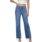 ZPIUO Wide Leg Jeans Woman, High Waisted Jeans for Women Trendy Stretchy Baggy Denim Pants with Pocket