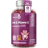 maxmedix Kids Iron with Vitamin C Gummies |120 Count, 4 Month Supply, Vegan | Supports Iron Deficiency, Blood, Energy &amp; Immune Health | 7mg Fe + 10mg Vit C, Pectin-Based Kids Iron Supplement, Mixed Berry