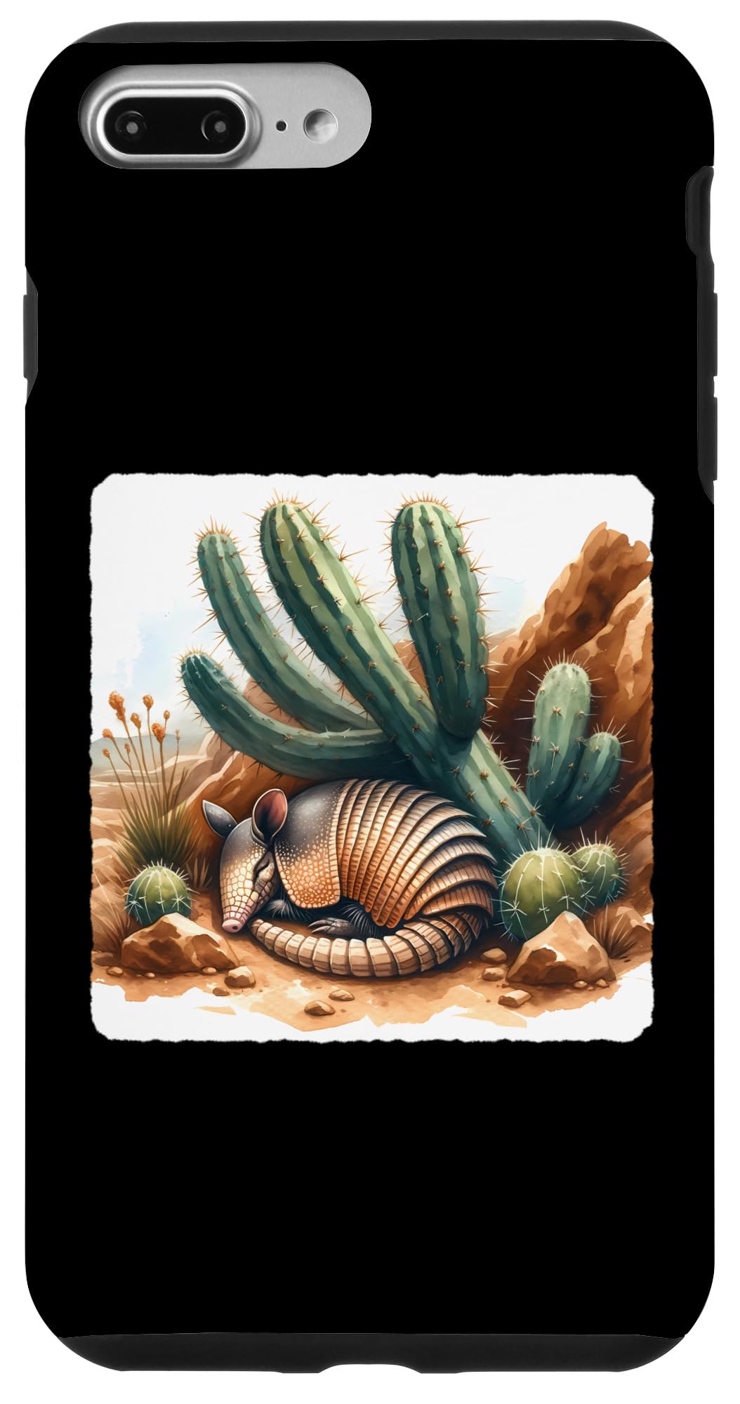 iPhone 7 Plus/8 Plus Armadillo Sleeping Under Cactus In Desert. Sleep Peaceful Case