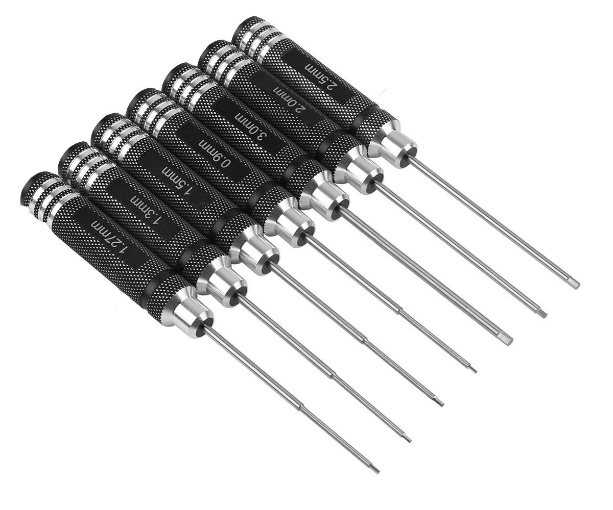 Hexagonal screwdriver set, 7 pieces, RC tool set, for RC cars, boats, racing drones, robots, 0.9 mm, 1.27 mm, 1.3 mm, 1.5 mm, 2.0 mm, 2.5 mm, 3.0 mm