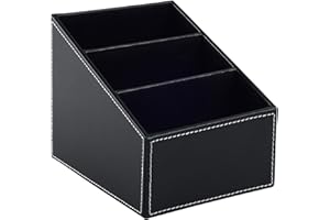 XNONE PU Leather Remote Control Holder 3 Slot Multifunctional Remote Control Storage Container/Caddy for TV Remote Phone Eyeg