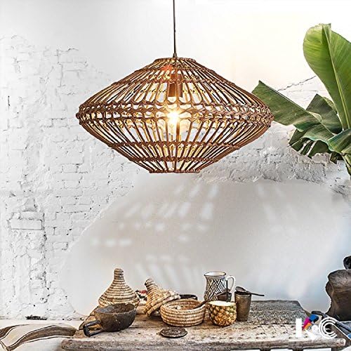 Waineg Nordic Solid Wood Bird cage Pendant Lights Retro Rattan Wood Bamboo Chandelier E27 Restaurant bar Cafe Decorative Wood lamp Creative Handmade Design Bamboo Bird nest Ceiling Light 110V 220V
