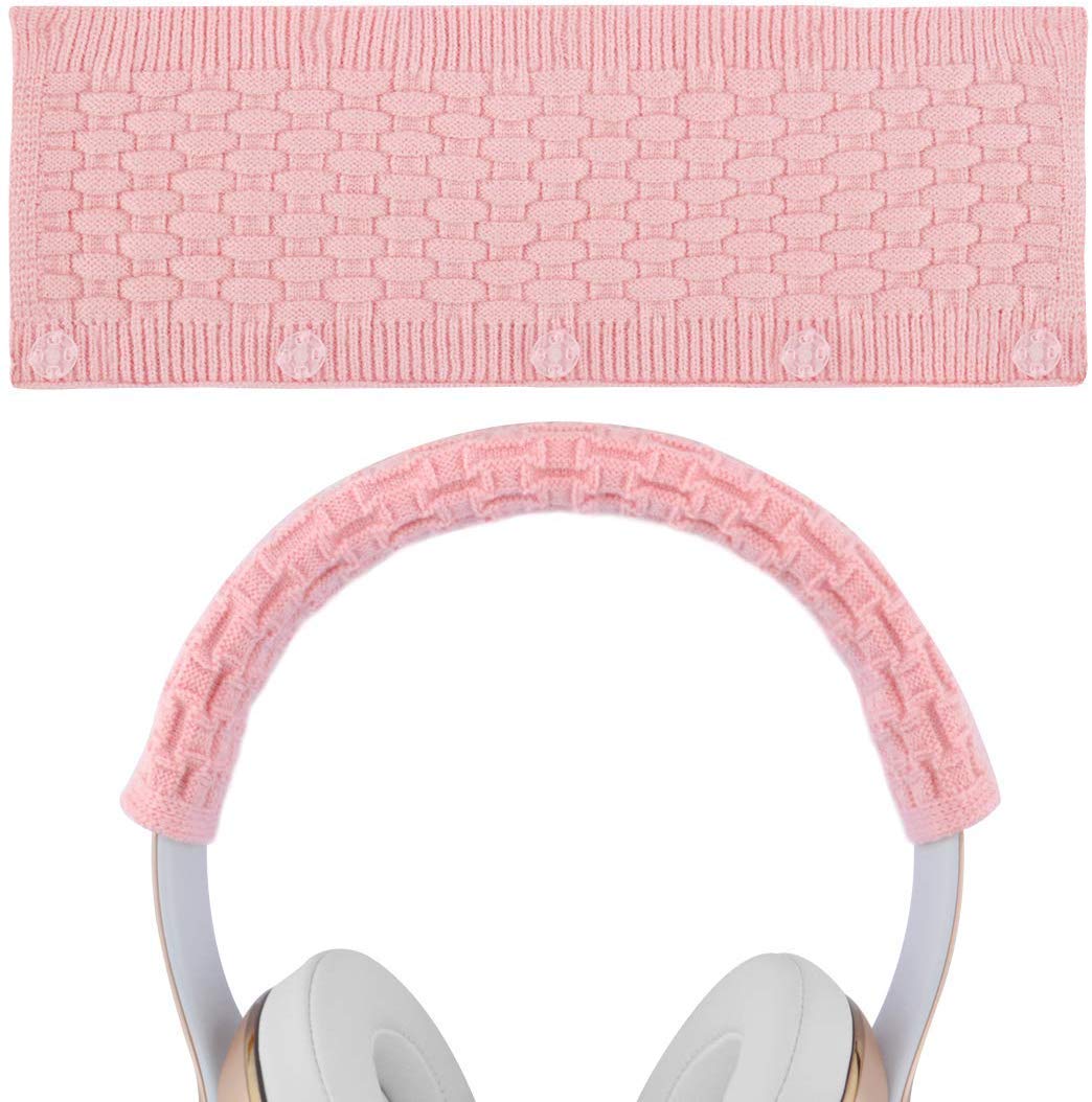 Geekria NOVA Knit Fabric Headband Cover Compatible with Beats, Bose, AKG, Sennheiser, Sony, Audio-Technica Headphones, Sweat Cover, Easy DIY Installation (Pink)