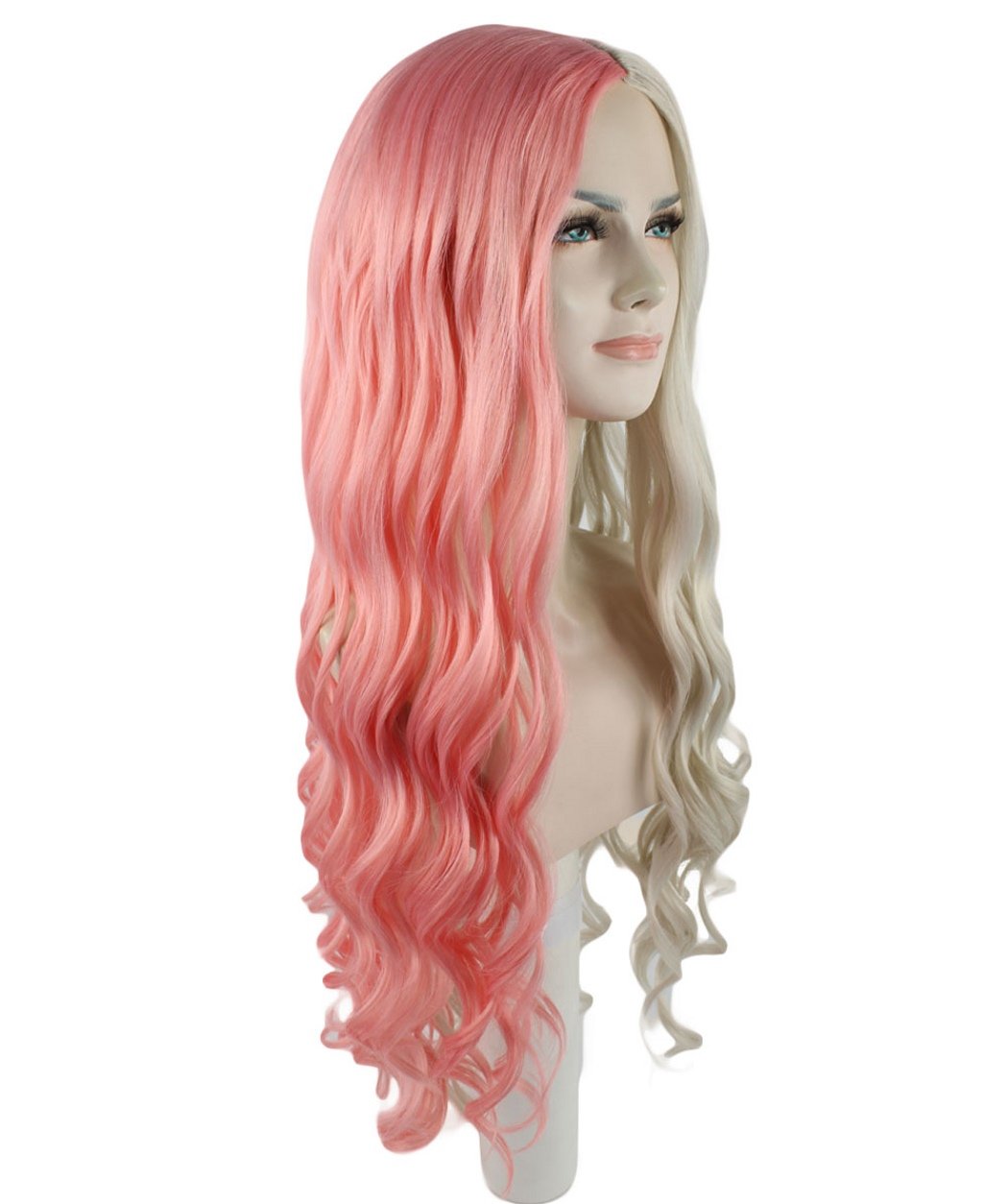 Cece Long Curly Wigs Two Tone Hair Pink and Blonde Wave 28\