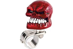 Arenbel Skull Steering Wheel Suicide Spinner Knob Power Turning Control Assist Grip Handle Fit Most Cars Trucks Tractors Boats, Red
