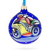 Motorcycle Glass Ball Christmas Ornament 3.25 Inches