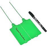 LeadSeals 100 Plastic Tags Shipping Tags Water Proof Tags for Labeling Shipping Labels Security Seals Writable Marker Ties Hanging Tags Storage Tag with One Marker Pen (Green)