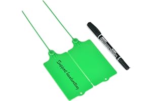 LeadSeals 100 Plastic Tags Shipping Tags Water Proof Tags for Labeling Shipping Labels Security Seals Writable Marker Ties Hanging Tags Storage Tag with One Marker Pen (Green)