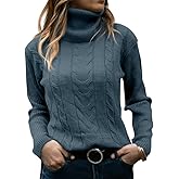Langwyqu Womens' Turtleneck Long Sleeve Cable Knit Sweaters