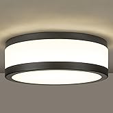 LMS 12 Inch Black LED Flush Mount Ceiling Light, Modern 18W Dimmable Semi Flush Mount Round Ceiling Light for Bedroom, Kitche