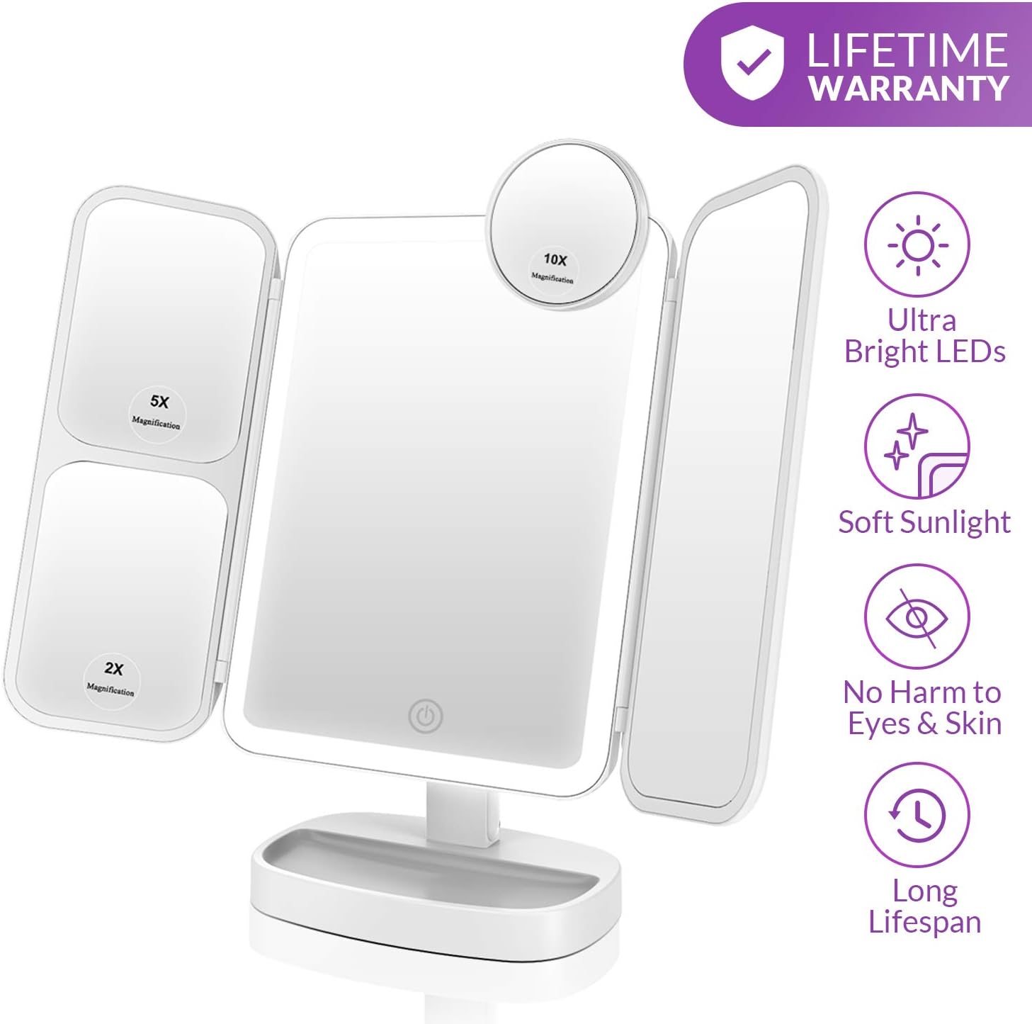 EASEHOLD Vanity Mirror Magnifying Makeup Mirror Trifold Shaving Mirror