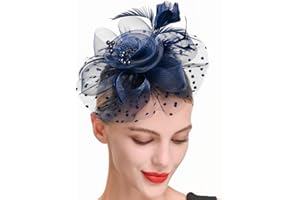 HIWIND Fascinators Hat Women Tea Party Headband Flower Cocktail Mesh Feathers Hair Clip Kentucky Derby Hat Wedding