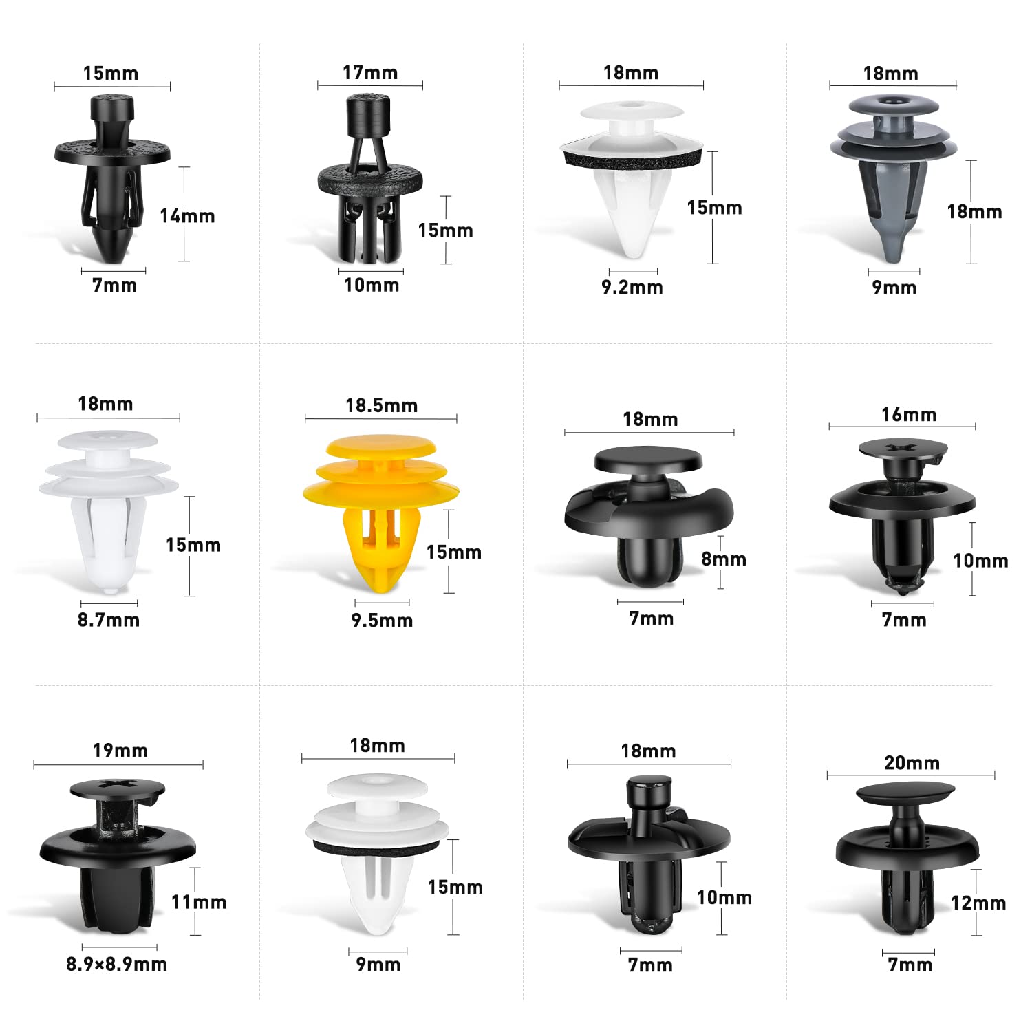 GOOACC 189PCS Bumper Retainer Clips Car Plastic Rivets Fasteners Push Retainer Kit Most Popular Sizes Auto Push Pin Rivets Set -Door Trim Panel Fender Clips for Lexus