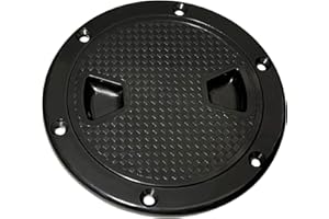 Akoleyer 4" Marine Black Circular Non Slip Inspection Deck Plate Hatch w/Detachable Cover for Access Boat RV