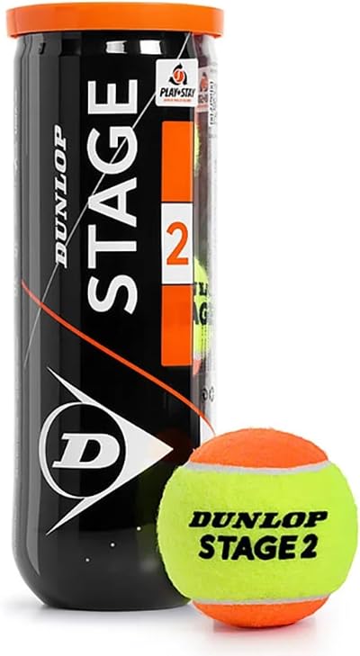 Dunlop Tennis Ball Stage 2 Orange for Beginners Middle Court 3 Ball Pack